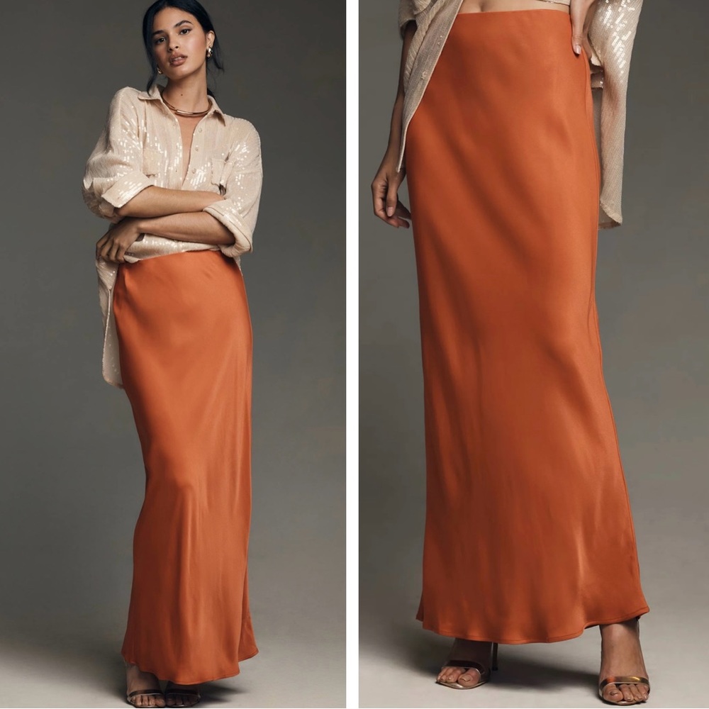 Glamorous Burnt Orange Maxi Slip Skirt